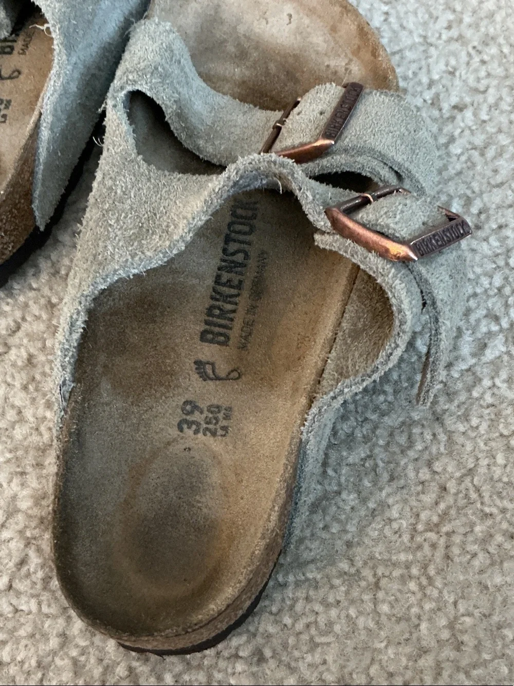 Birkenstock Arizona Tan Suede Two-Buckle Sandals - Size Mens 6 Womens 8